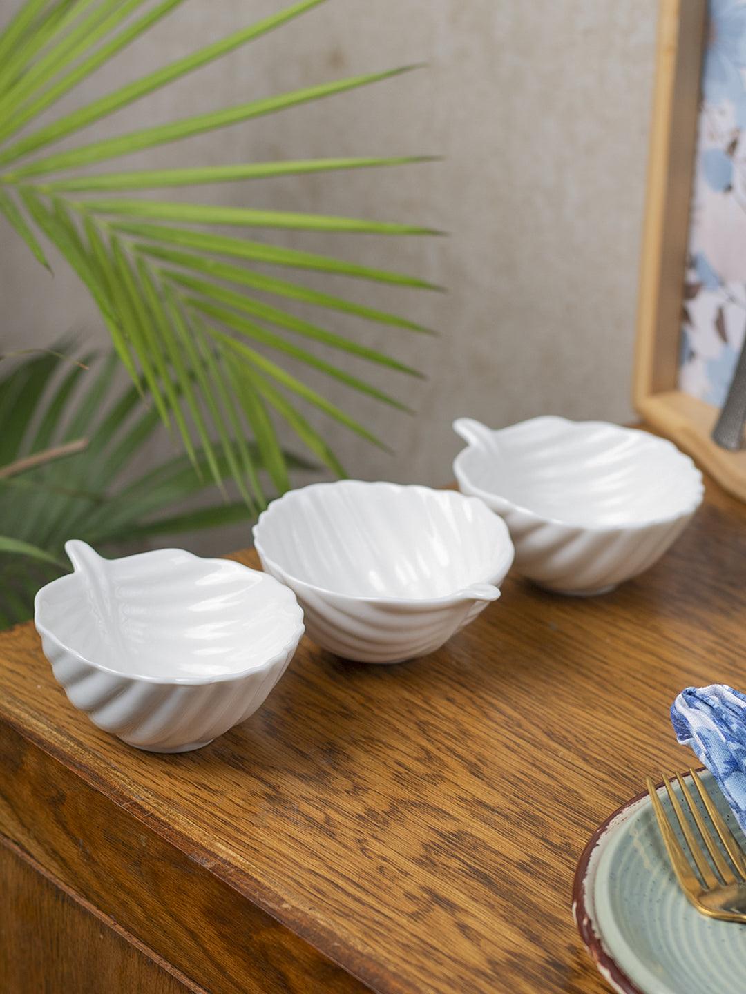 Off White Ceramic Rectangle Dish - Pack Of 3, Plain - 1