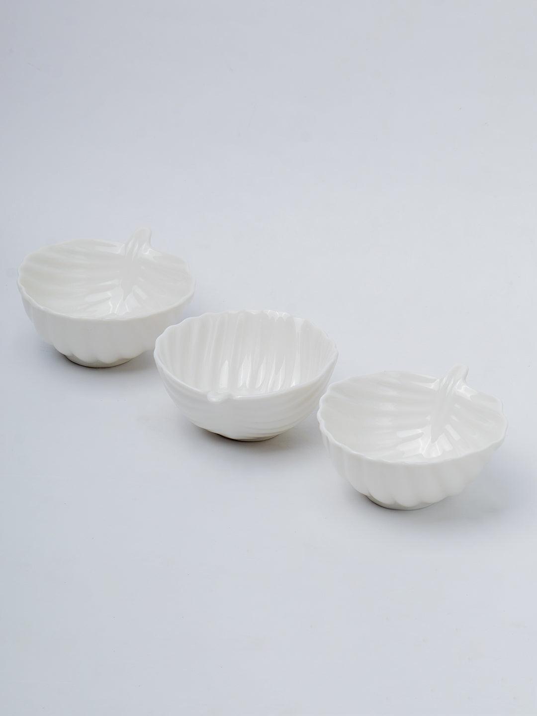 Off White Ceramic Rectangle Dish - Pack Of 3, Plain - 2