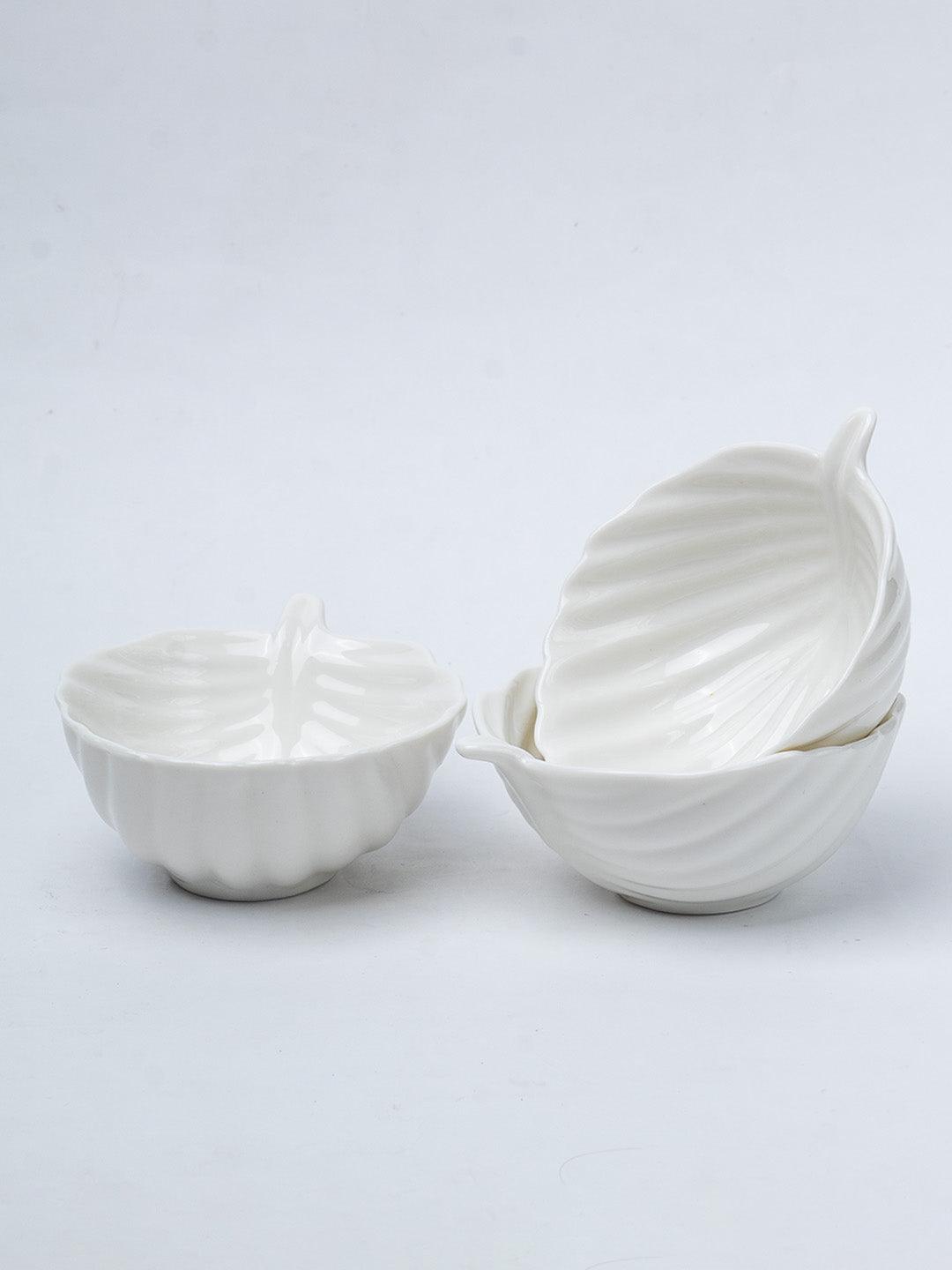 Off White Ceramic Rectangle Dish - Pack Of 3, Plain - 3