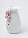 Off White Ceramic Vase - Engraved Floral Pattern, Flower Holder - 4