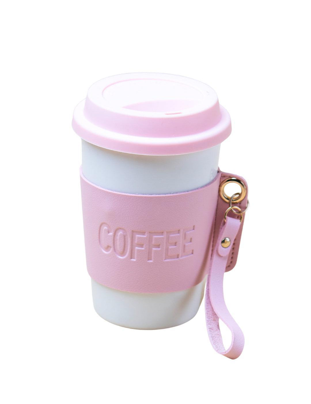 Pink Ceramic Sipper - Leather Grip, 350 Ml - 2