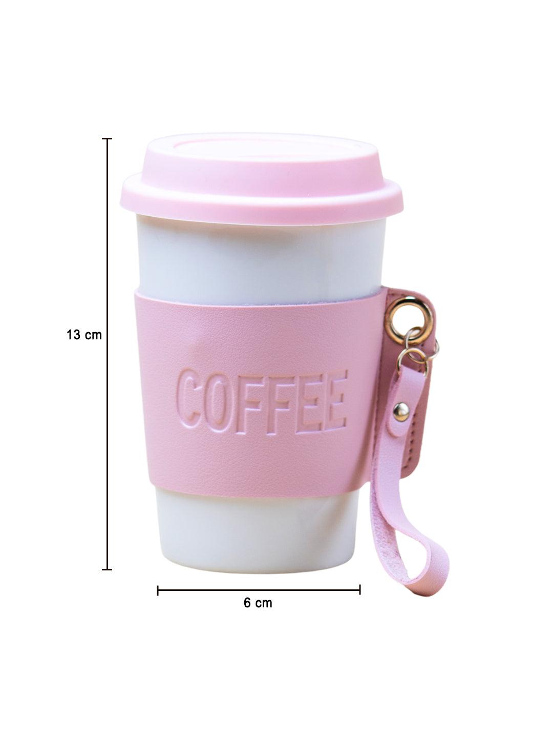 Pink Ceramic Sipper - Leather Grip, 350 Ml - 4