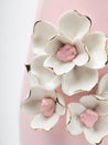 Pink Ceramic Vase - Engraved Floral & Ribbed Pattern, Flower Holder - 5
