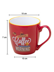 Red Ceramic Coffee Mug - 400mL "Oremium Coffee For A Beautiful Morning" - 6