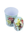 "Shabby Rose" Floral Design Canister With Lid - Cyan - MARKET 99