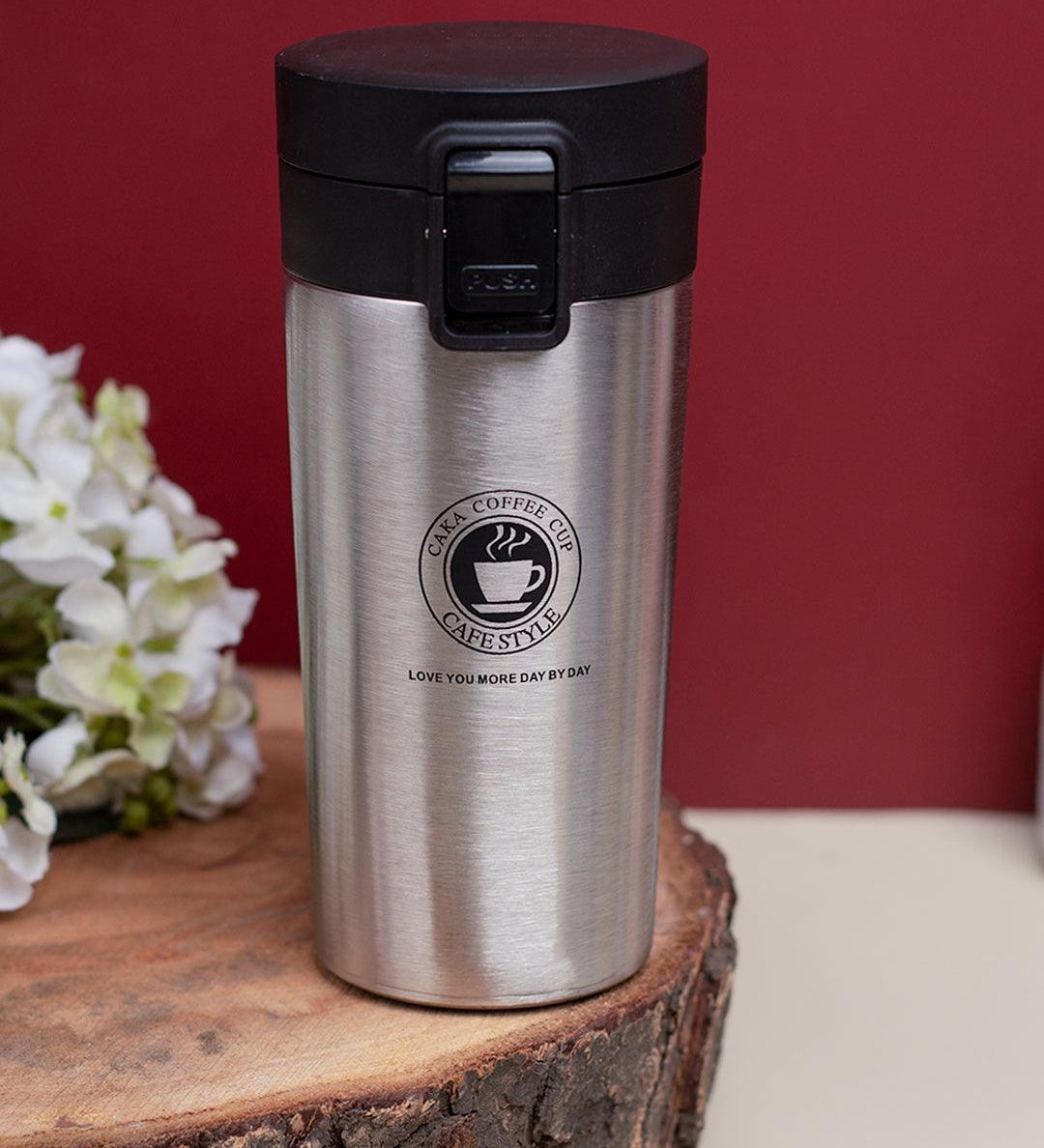 Silver Travel Mug With Lid - 350mL - MARKET 99