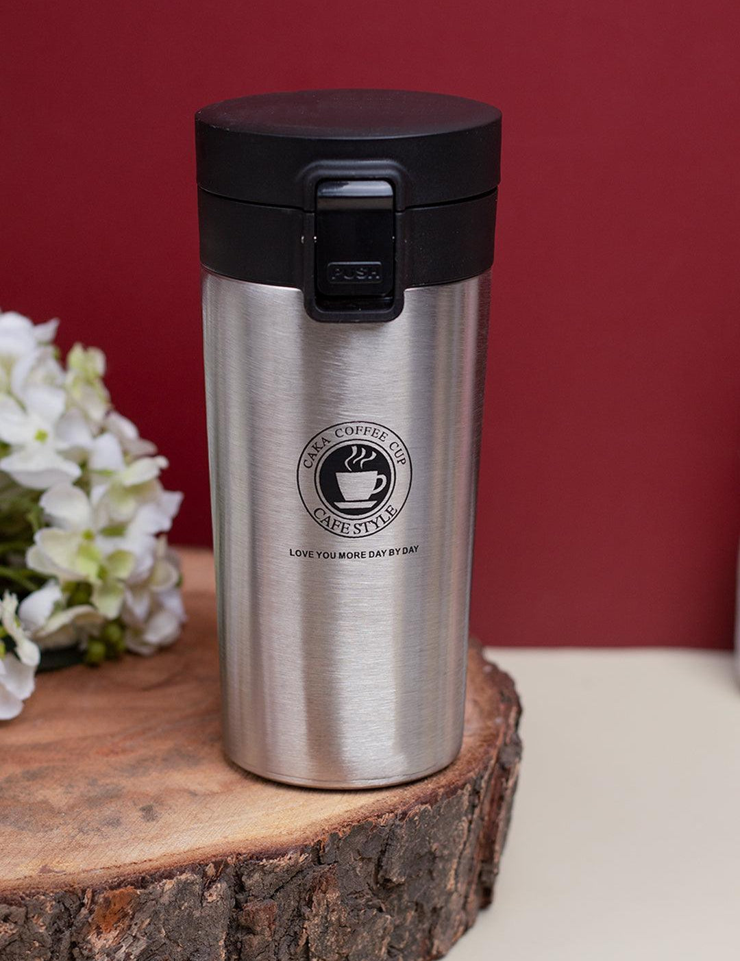 Silver Travel Mug With Lid - 350mL - MARKET 99