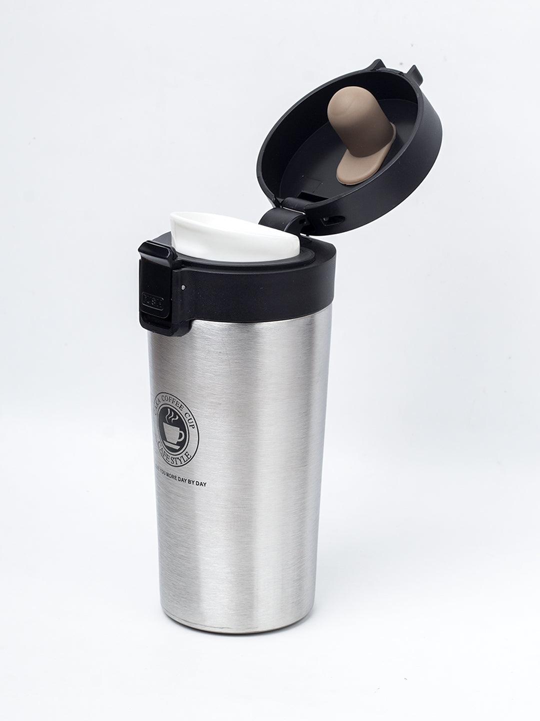 Mug, with Sipper Lid, Tea & Coffee Mug, Ivory, Stainless Steel, 330 mL -  MARKET99