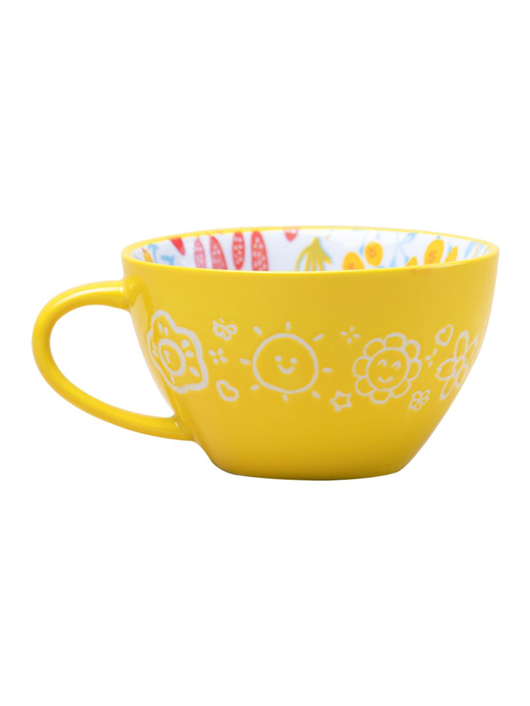 Stylish Ceramic Cup - Yellow, 400ml - 2