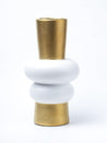 Stylish Ceramic Vase - White & Golden, Contemporary Design - 2