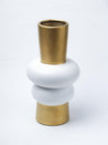 Stylish Ceramic Vase - White & Golden, Contemporary Design - 3