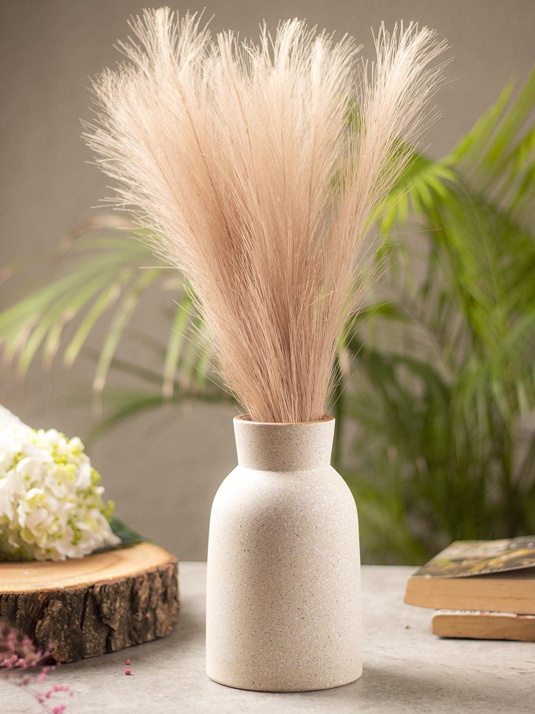 Stylish Flower Holder 'GOURD' Vase - Off White, Stone Finish - 1