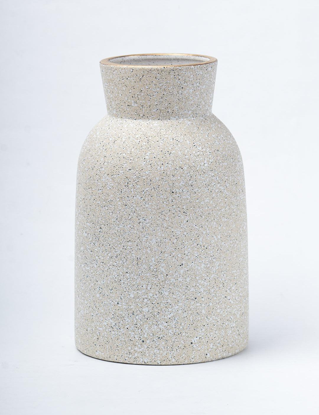 Stylish Flower Holder 'GOURD' Vase - Off White, Stone Finish - 2