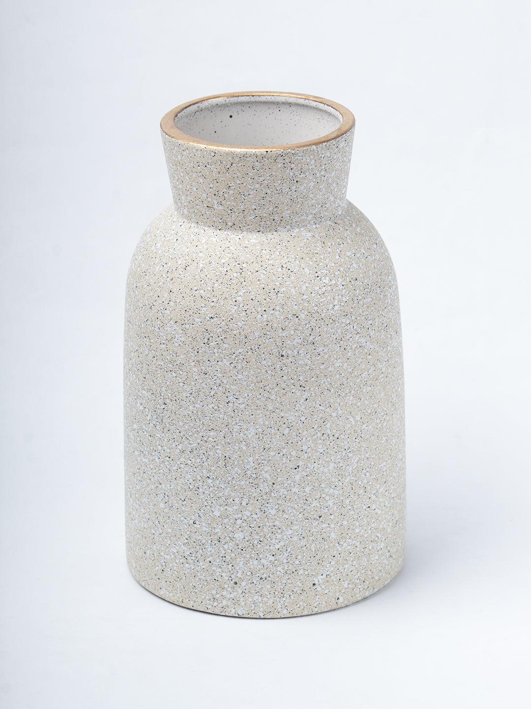 Stylish Flower Holder 'GOURD' Vase - Off White, Stone Finish - 3