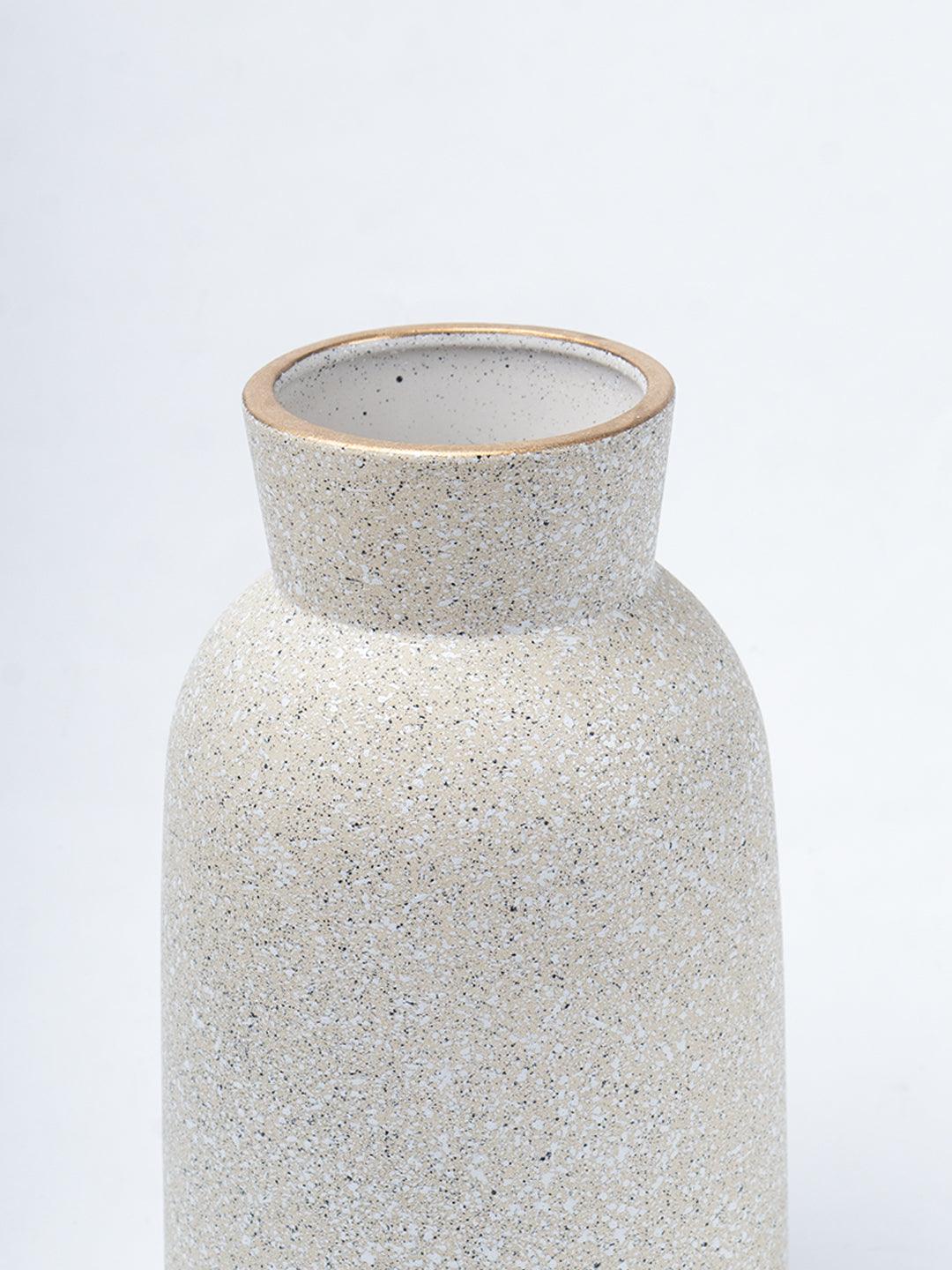 Stylish Flower Holder 'GOURD' Vase - Off White, Stone Finish - 4