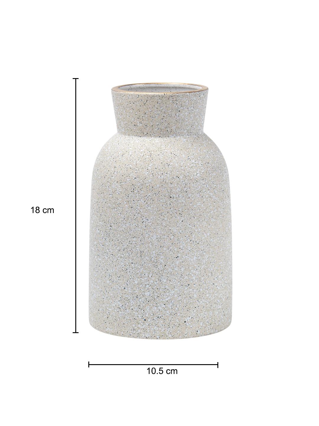 Stylish Flower Holder 'GOURD' Vase - Off White, Stone Finish - 5