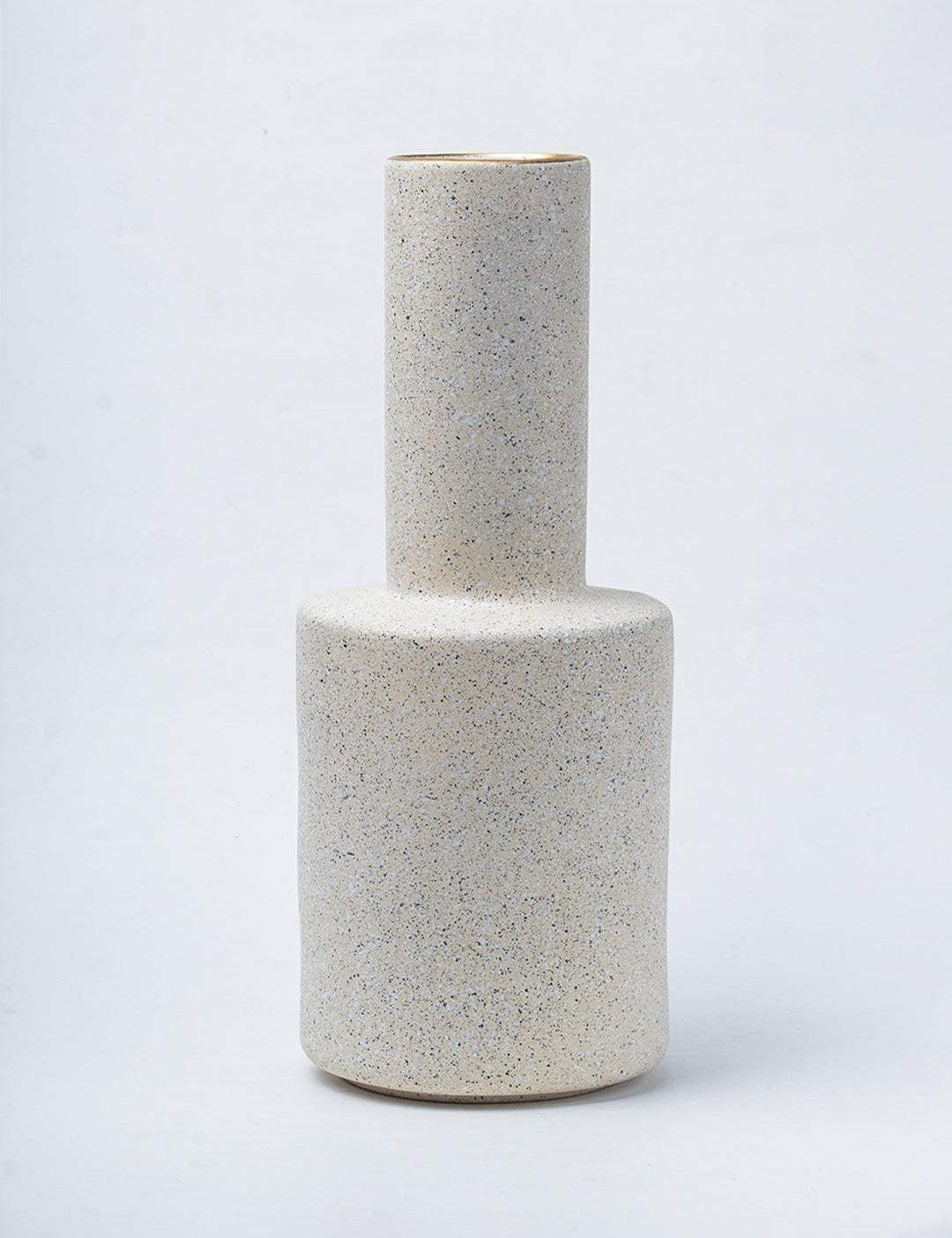 Stylish Flower Holder Vase - Off White, Stone Finish - 2