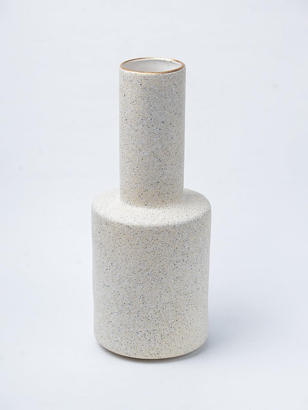 Stylish Flower Holder Vase - Off White, Stone Finish - 3