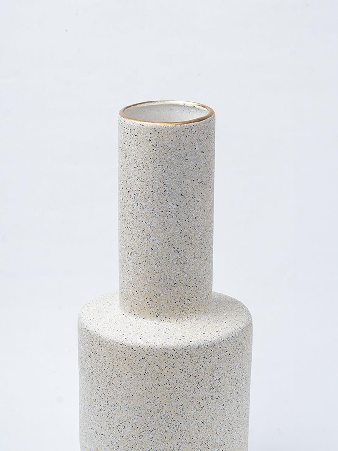 Stylish Flower Holder Vase - Off White, Stone Finish - 4