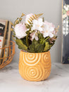 Stylish Pink Artificial Flower With Pot - 11.5 X 11.5 X 24Cm - 1