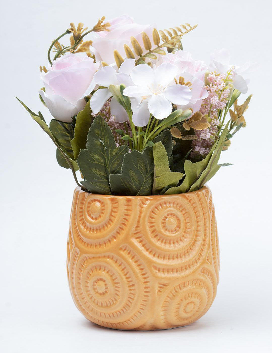 Stylish Pink Artificial Flower With Pot - 11.5 X 11.5 X 24Cm - 2