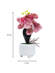 Stylish Pink Artificial Flowers With Pot - 11 X 11 X 21Cm - 5