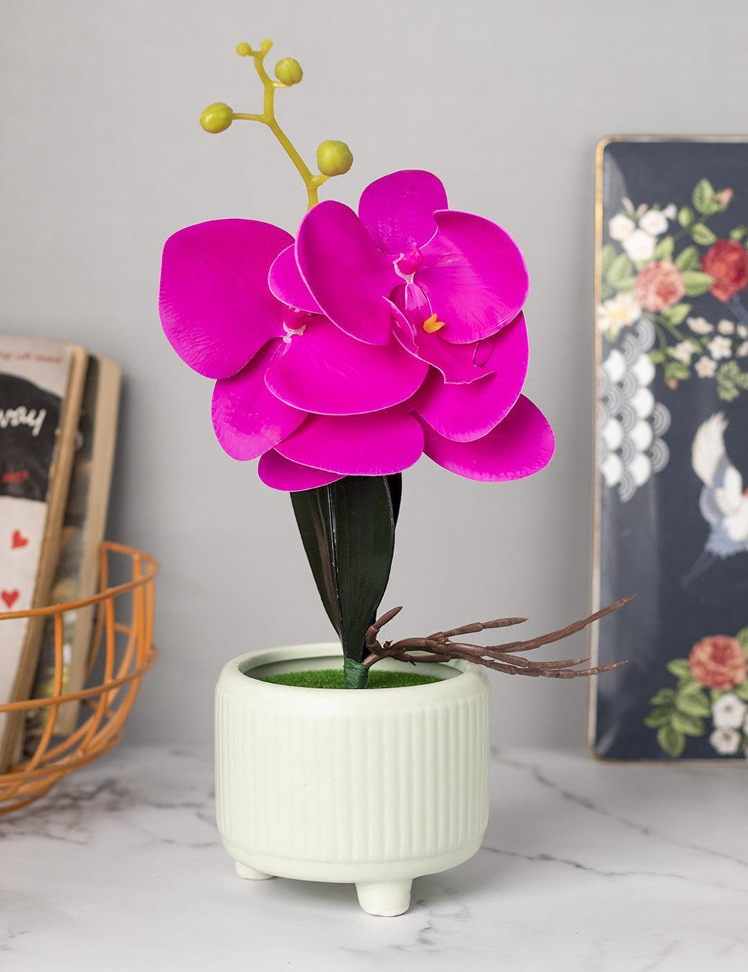 Stylish Purple Artificial Flower With Pot - 10 X 10 X 34Cm - 1