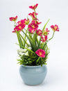 Stylish Red & Green Artificial Flower With Pot - 11 X 11 X 21Cm - 3
