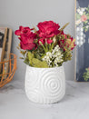 Stylish Red Artificial Flower With Pot - 11.5 X 11.5 X 24Cm - 1