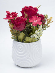 Stylish Red Artificial Flower With Pot - 11.5 X 11.5 X 24Cm - 3