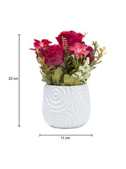 Stylish Red Artificial Flower With Pot - 11.5 X 11.5 X 24Cm - 5