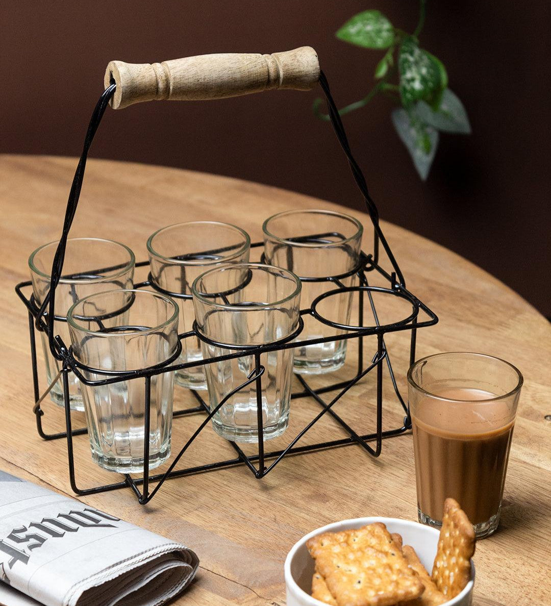 Black Tea Stand With Glasses