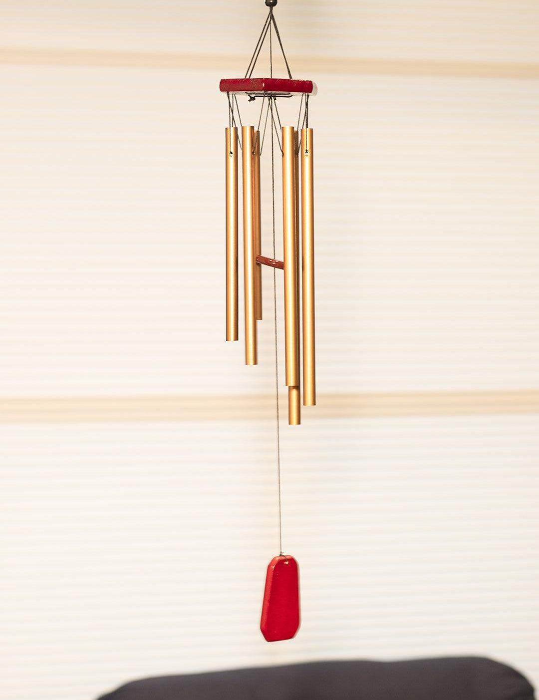 Unique Golden Decorative Wind Chime For Home - 9.5 X 9.5 X 64 Cm - 1