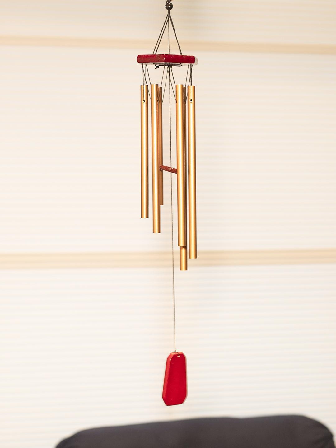 Unique Golden Decorative Wind Chime For Home - 9.5 X 9.5 X 64 Cm - 1