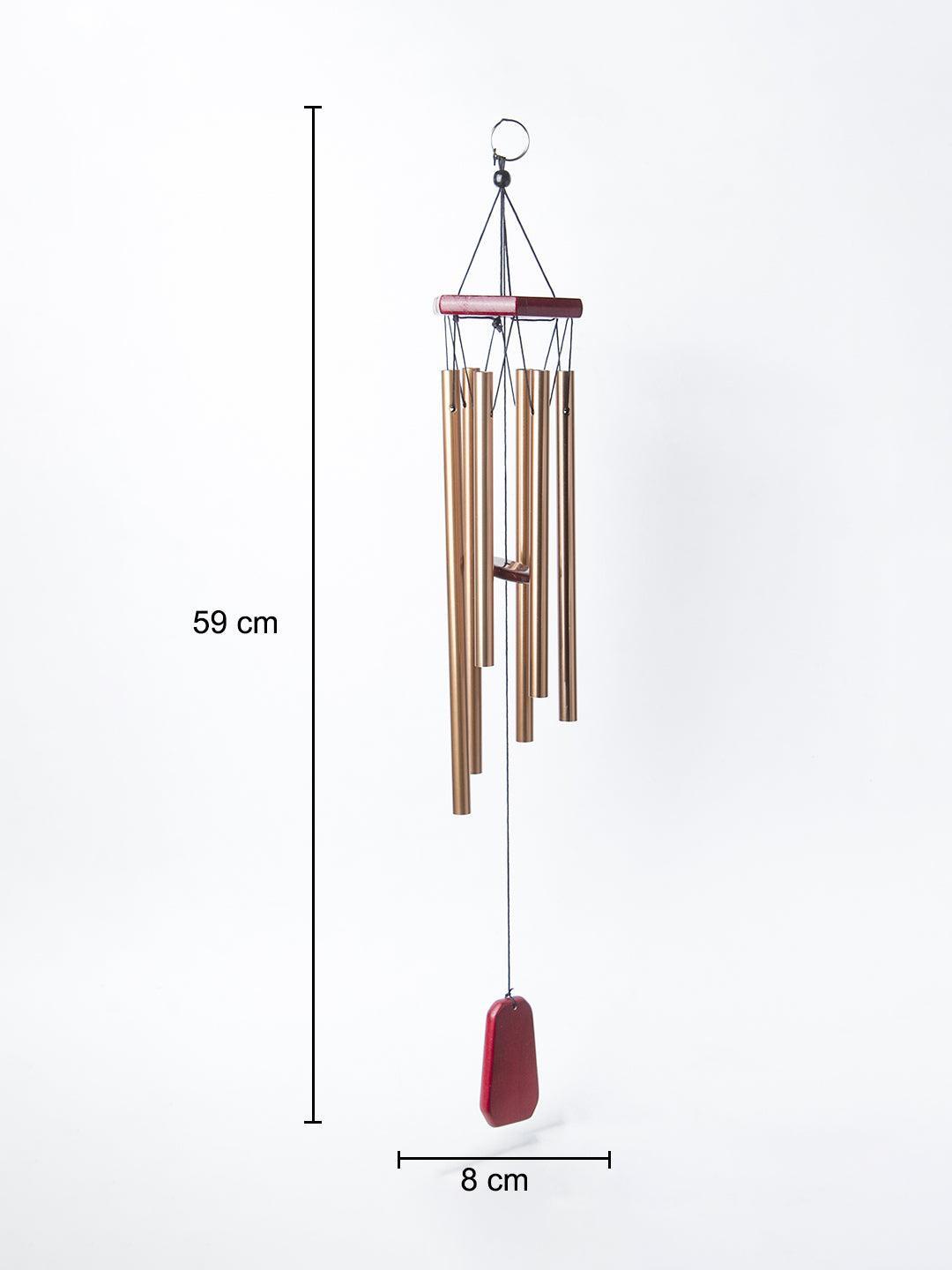 Unique Golden Decorative Wind Chime For Home - 9.5 X 9.5 X 64 Cm - 6