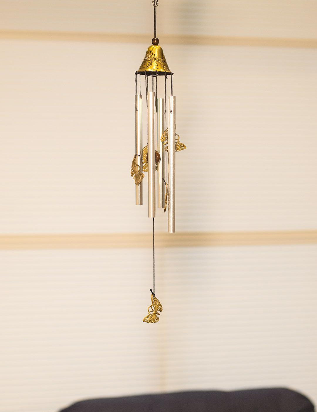 Unique Silver & Copper Decorative Wind Chime For Home - 7 X 7 X 53.5 Cm - 1