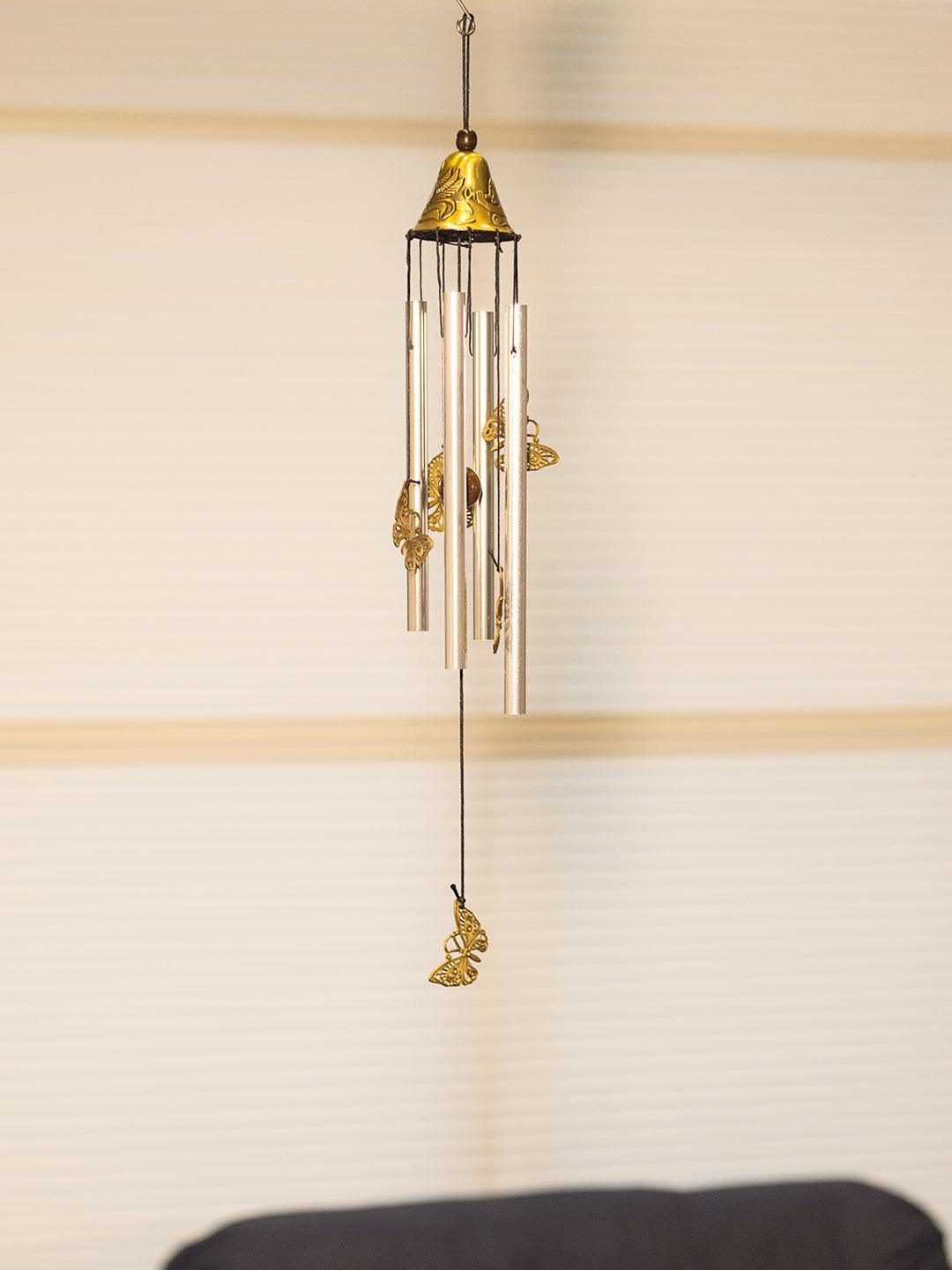 Unique Silver & Copper Decorative Wind Chime For Home - 7 X 7 X 53.5 Cm - 1