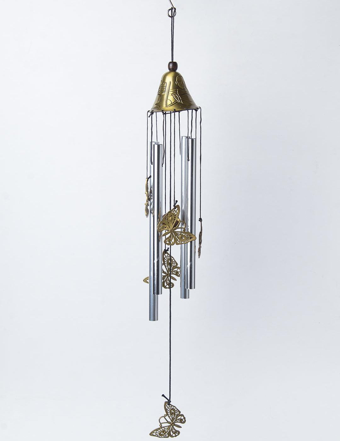 Unique Silver & Copper Decorative Wind Chime For Home - 7 X 7 X 53.5 Cm - 2