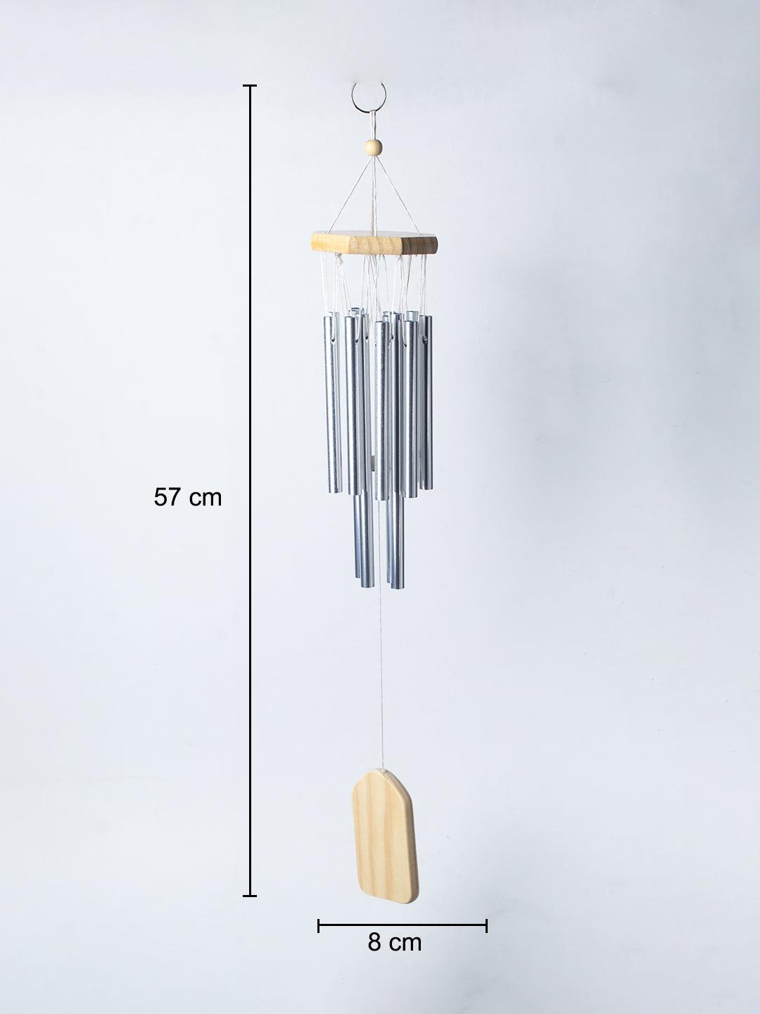 Unique Silver Decorative Wind Chime For Home - 8.5 X 8.5 X 57 Cm - 6