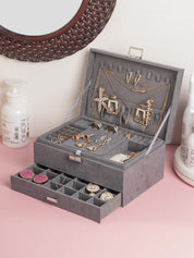 Velvet Grey Jewelry Storage Organizer