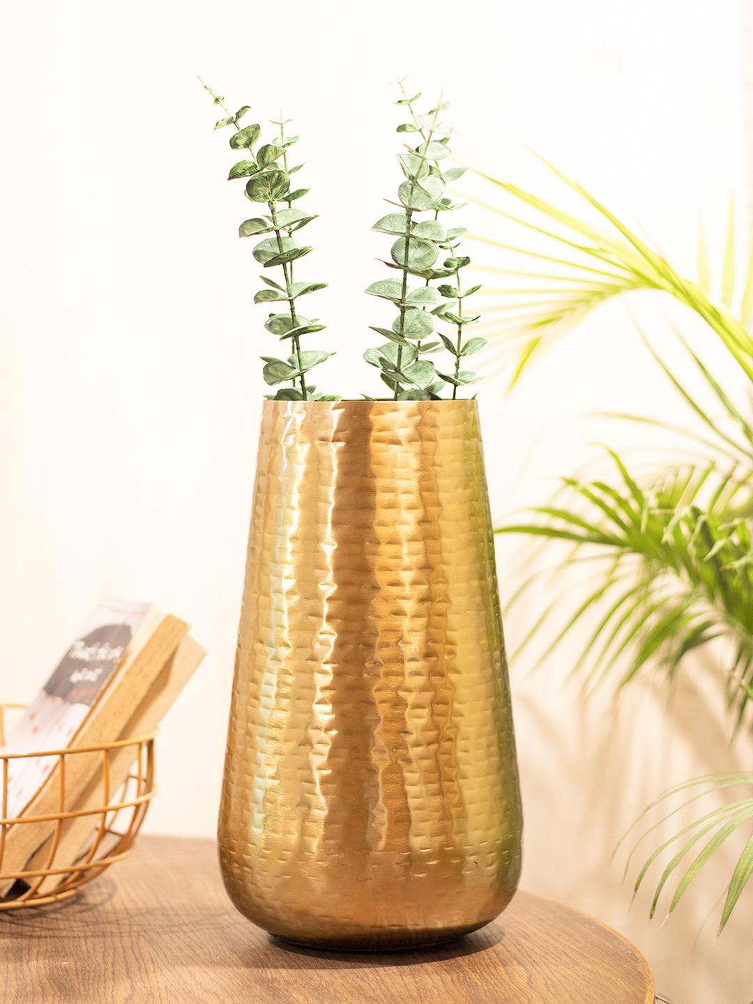 Gold Cylindrical Flower Vase  - 1