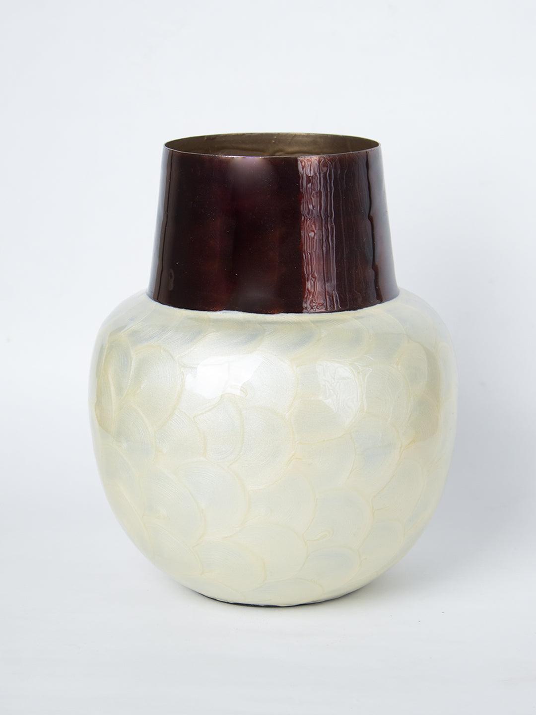 Ivory Globular Shape Pot Vase (Ivory Enamel) - 2
