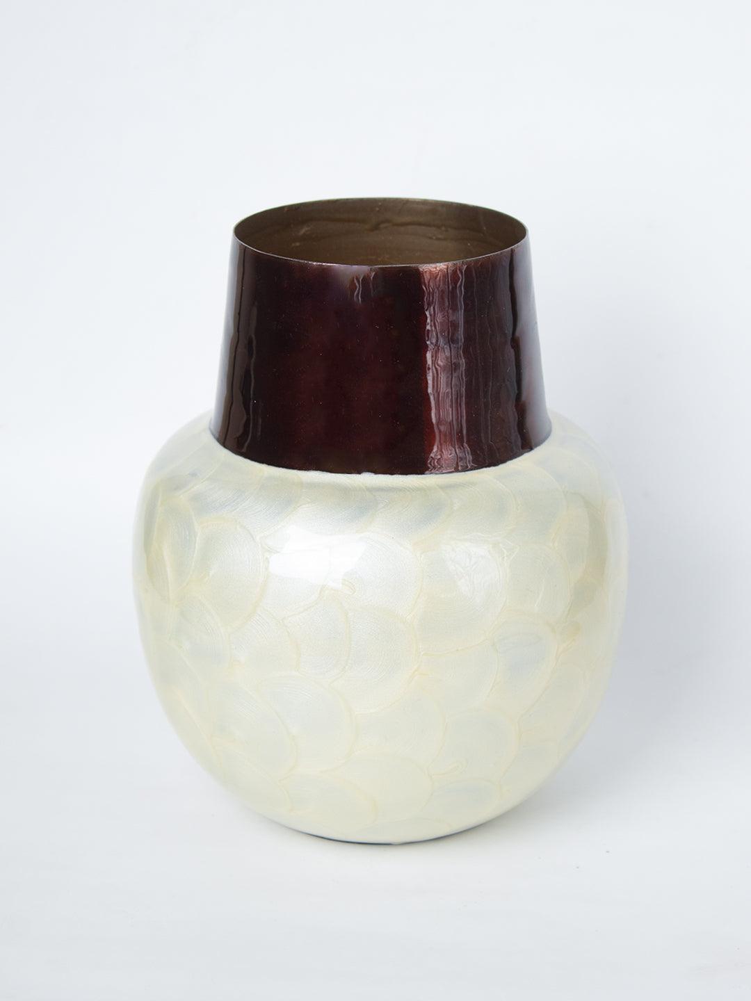 Ivory Globular Shape Pot Vase (Ivory Enamel) - 3