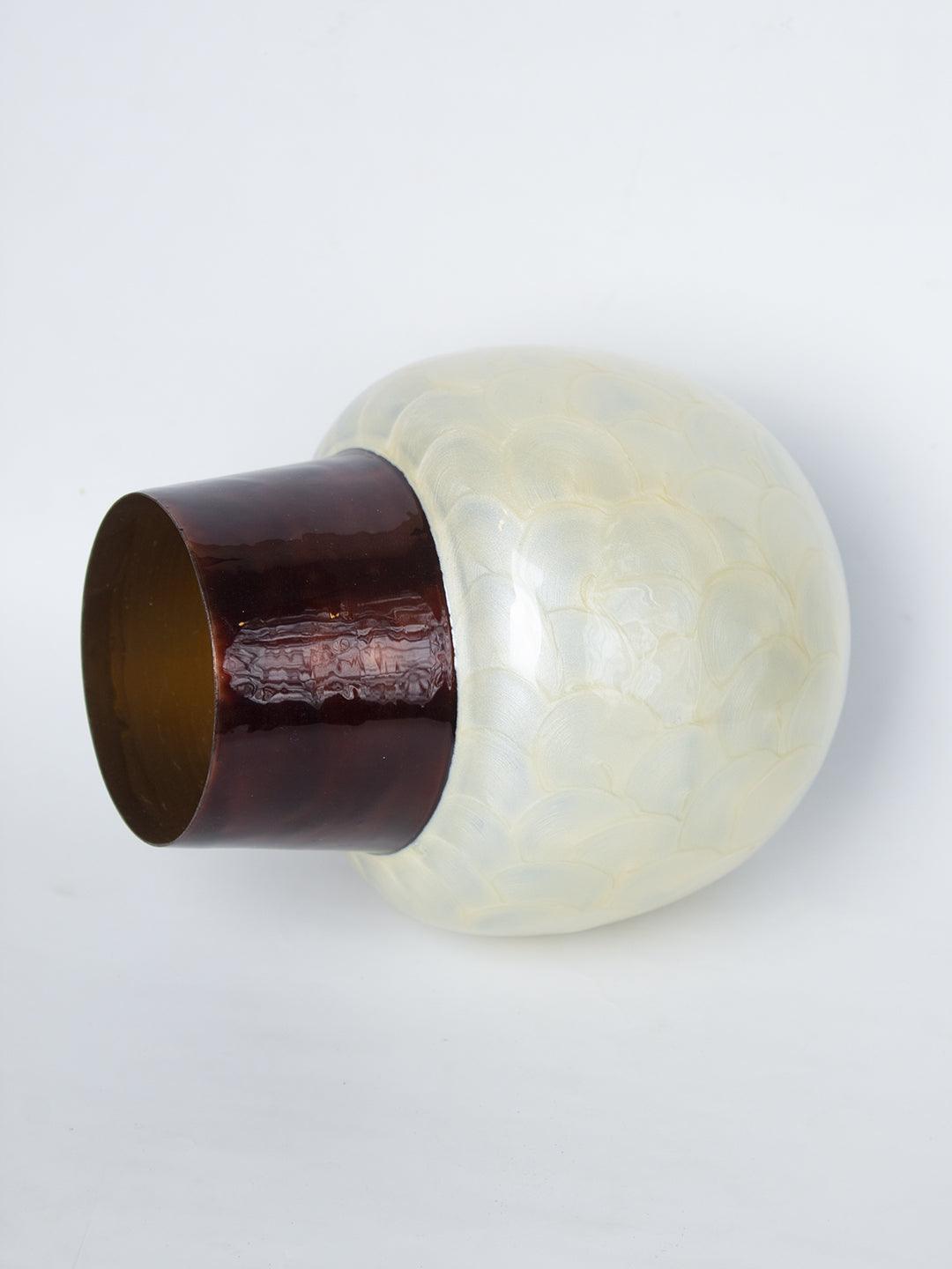 Ivory Globular Shape Pot Vase (Ivory Enamel) - 4