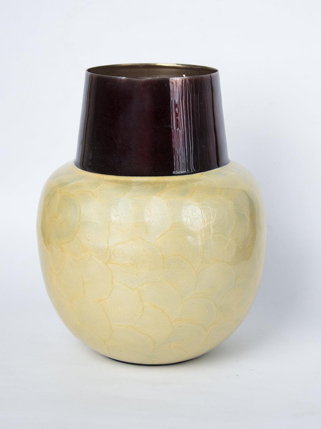 Mustard Globular Shape Pot Vase (Mustard Enamel) - 2
