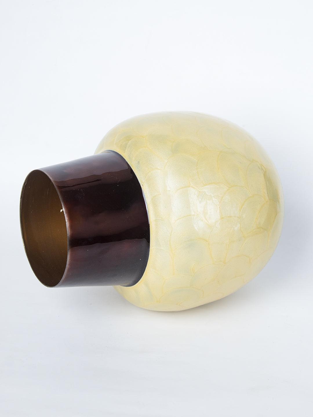 Mustard Globular Shape Pot Vase (Mustard Enamel) - 4