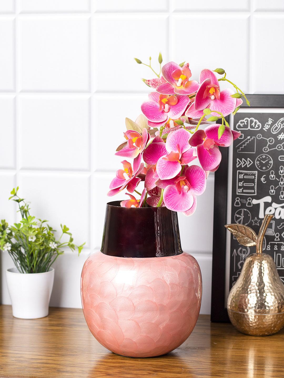Pink Globular Shape Pot Vase (Pink Enamel) - 1