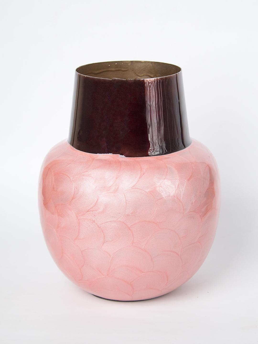 Pink Globular Shape Pot Vase (Pink Enamel) - 2