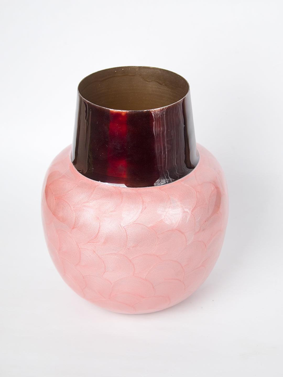 Pink Globular Shape Pot Vase (Pink Enamel) - 3