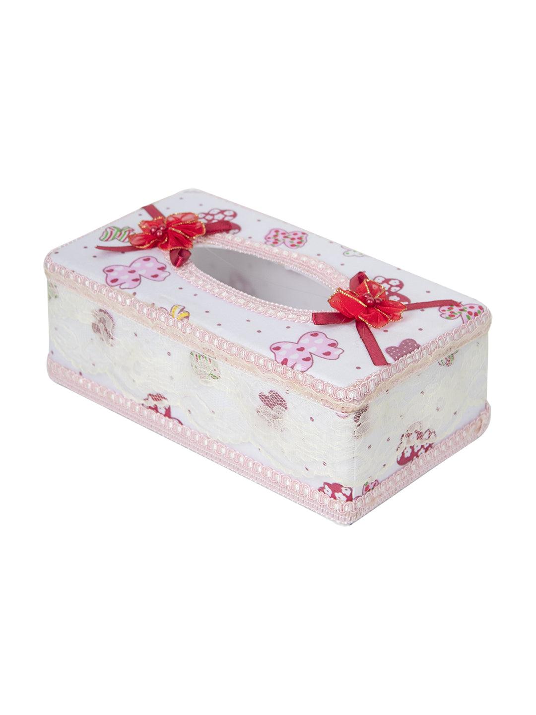 White & Pink Tissue Box - 22.4 X 12.4 X 8.3Cm - MARKET 99